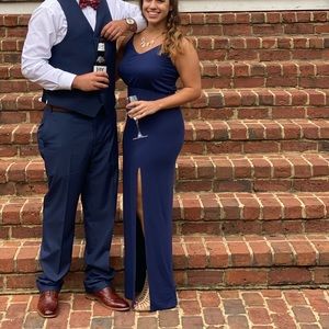 Floor length dress with slit